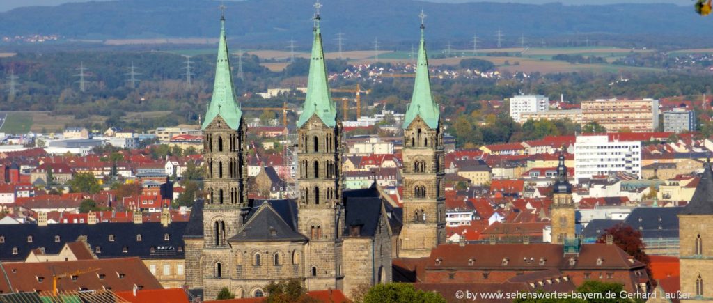 Ausblick auf die Stadt von der Altenburg aus Sehenswürdigkeiten in Bamberg Ausflugsziele & Skyline