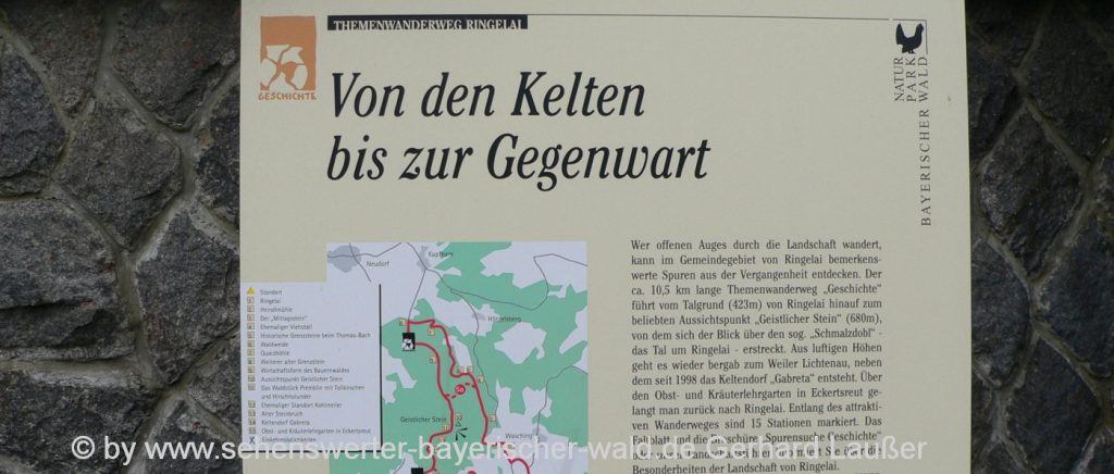 Keltendorf Gabreta Ringelai - Archäologie Park Bayerischer Wald ringelai-keltendorf-gabreta-wanderweg-hinweisschild